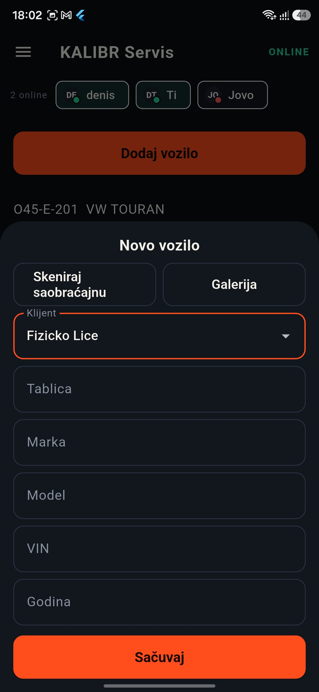 Dodavanje vozila
